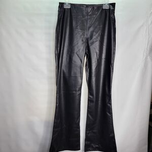 NWT Jessica Simpson Black Pull-on Faux Leather Flare Pants Size 30